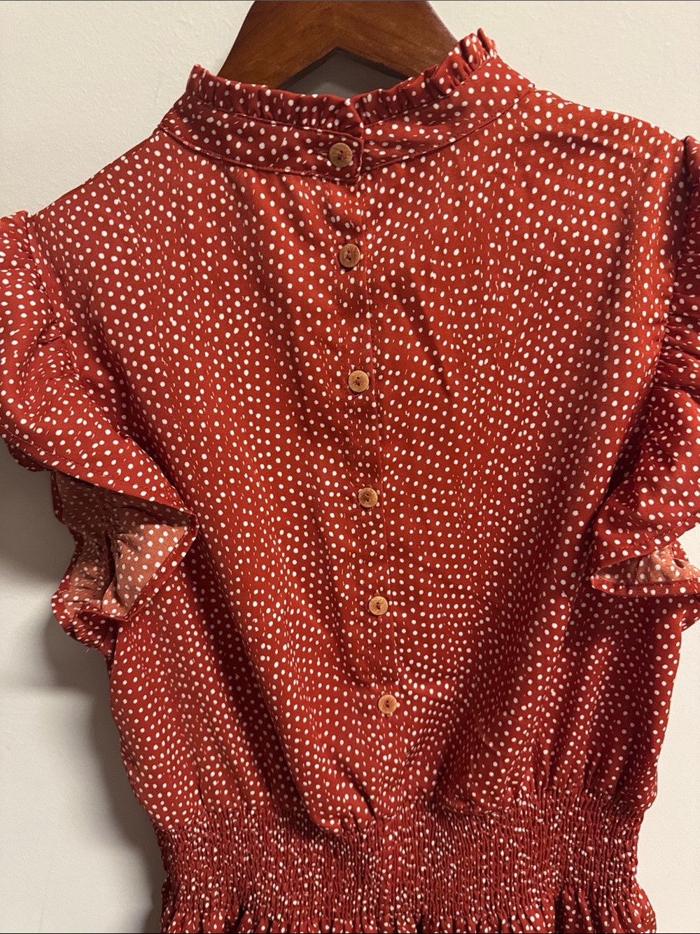 THML Red Polka Dot Ruffle Mini Dress - Picture 6 of 7
